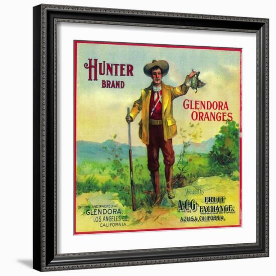 Hunter Orange Label - Glendora, CA-Lantern Press-Framed Art Print