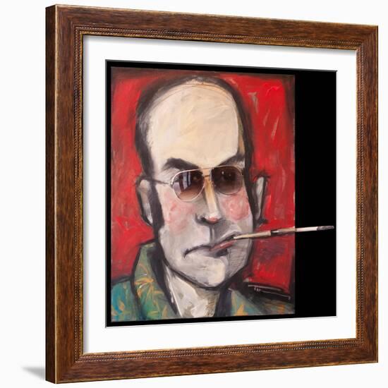 Hunter S Thompson with Cig Black-Tim Nyberg-Framed Premium Giclee Print