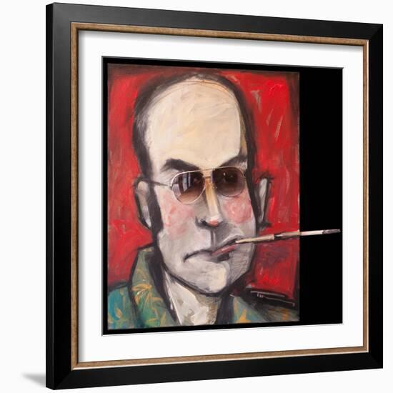 Hunter S Thompson with Cig Black-Tim Nyberg-Framed Premium Giclee Print