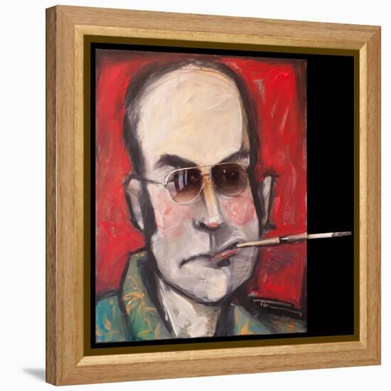 Hunter S Thompson with Cig Black-Tim Nyberg-Framed Premier Image Canvas