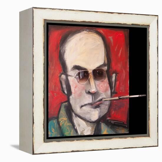 Hunter S Thompson with Cig Black-Tim Nyberg-Framed Premier Image Canvas