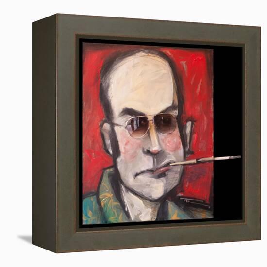 Hunter S Thompson with Cig Black-Tim Nyberg-Framed Premier Image Canvas