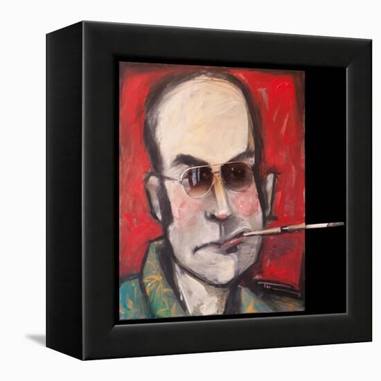 Hunter S Thompson with Cig Black-Tim Nyberg-Framed Premier Image Canvas