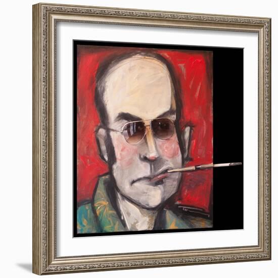 Hunter S Thompson with Cig Black-Tim Nyberg-Framed Giclee Print