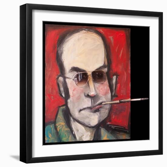 Hunter S Thompson with Cig Black-Tim Nyberg-Framed Giclee Print