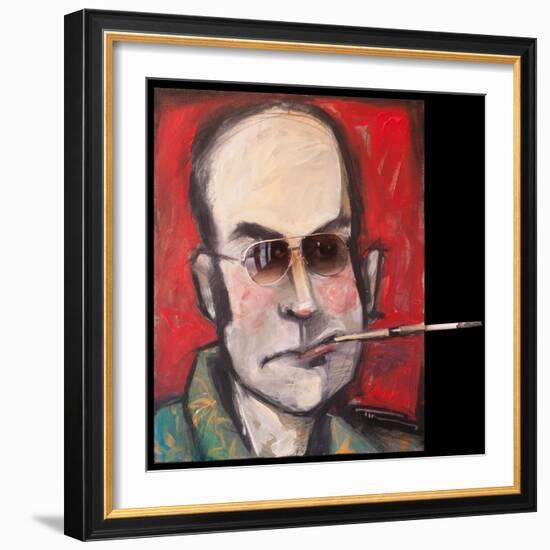 Hunter S Thompson with Cig Black-Tim Nyberg-Framed Giclee Print