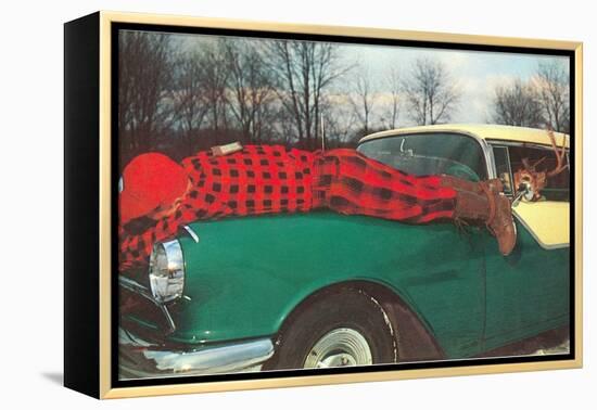 Hunter Strapped to Fender, Deer Driving-null-Framed Stretched Canvas