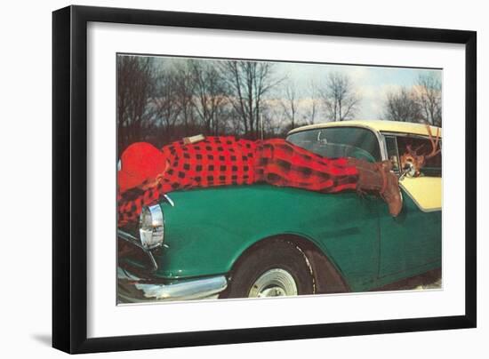 Hunter Strapped to Fender, Deer Driving-null-Framed Art Print