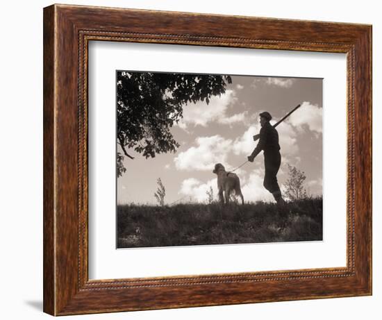 Hunter Walking with Bird Dog-Philip Gendreau-Framed Photographic Print