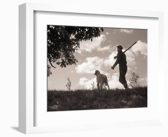 Hunter Walking with Bird Dog-Philip Gendreau-Framed Photographic Print