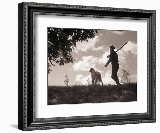 Hunter Walking with Bird Dog-Philip Gendreau-Framed Photographic Print