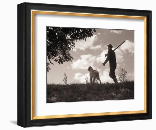 Hunter Walking with Bird Dog-Philip Gendreau-Framed Photographic Print