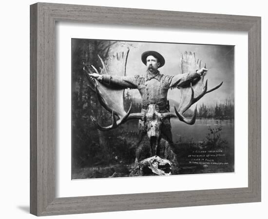 Hunter with Record Moose Antlers-null-Framed Photographic Print