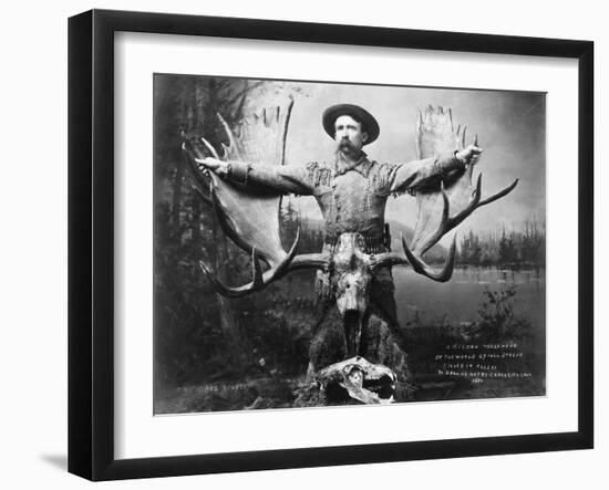 Hunter with Record Moose Antlers-null-Framed Photographic Print