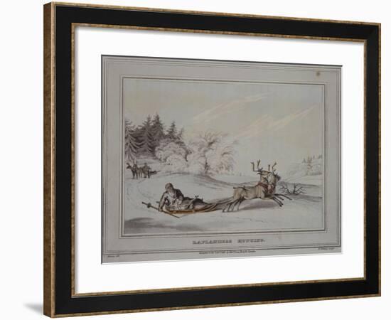 Hunter with Sleigh and Reindeer, Lapland 19th Century-null-Framed Giclee Print