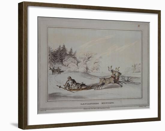 Hunter with Sleigh and Reindeer, Lapland 19th Century-null-Framed Giclee Print