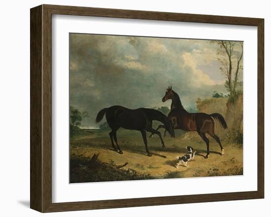 Hunters and a Spaniel in a Wooded Landscape, 1835-Henry Thomas Alken-Framed Giclee Print