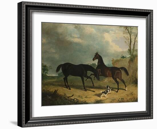 Hunters and a Spaniel in a Wooded Landscape, 1835-Henry Thomas Alken-Framed Giclee Print