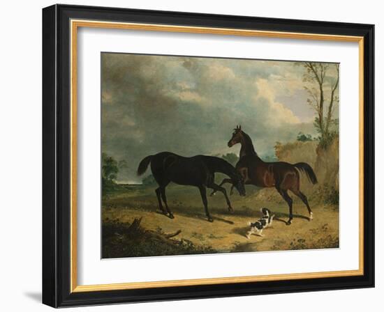 Hunters and a Spaniel in a Wooded Landscape, 1835-Henry Thomas Alken-Framed Giclee Print