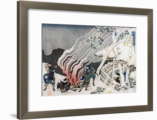 Hunters by a Fire in the Snow, C1835-Katsushika Hokusai-Framed Giclee Print