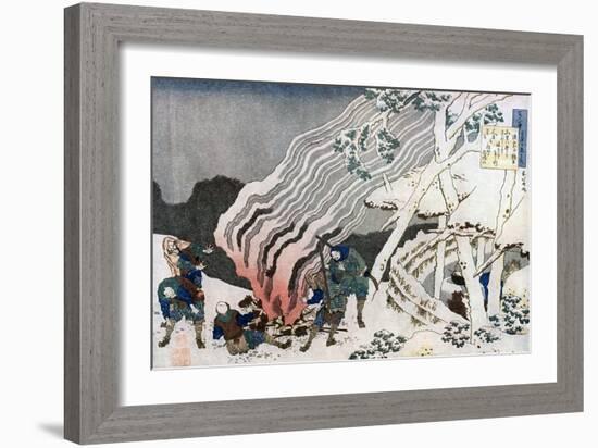 Hunters by a Fire in the Snow, C1835-Katsushika Hokusai-Framed Giclee Print