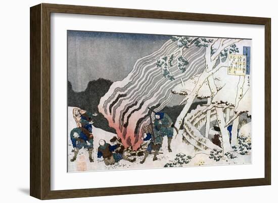 Hunters by a Fire in the Snow, C1835-Katsushika Hokusai-Framed Giclee Print
