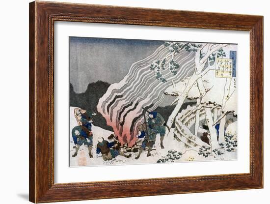 Hunters by a Fire in the Snow, C1835-Katsushika Hokusai-Framed Giclee Print