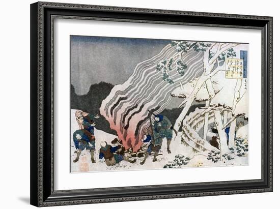 Hunters by a Fire in the Snow, C1835-Katsushika Hokusai-Framed Giclee Print