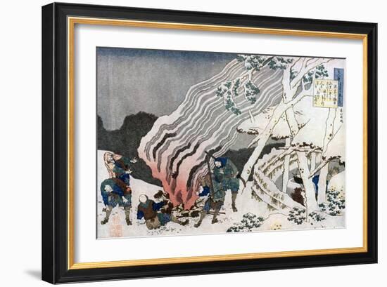 Hunters by a Fire in the Snow, C1835-Katsushika Hokusai-Framed Giclee Print