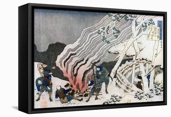 Hunters by a Fire in the Snow, C1835-Katsushika Hokusai-Framed Premier Image Canvas