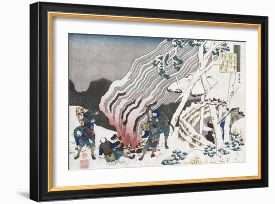 Hunters by a Fire in the Snow'-Katsushika Hokusai-Framed Giclee Print