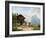 Hunters carousing in front of a hunting lodge near Partenkirchen-Heinrich Bürkel-Framed Giclee Print