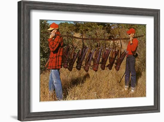 Hunters Carrying Giant Grasshoppers-null-Framed Art Print