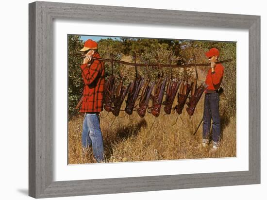 Hunters Carrying Giant Grasshoppers-null-Framed Art Print