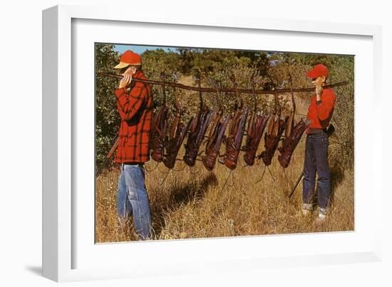 Hunters Carrying Giant Grasshoppers-null-Framed Art Print