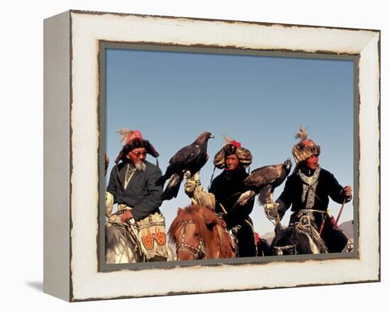 Hunters from Sagsai Sum, Bechik, Tek and Khalbek, Golden Eagle Festival, Mongolia-Amos Nachoum-Framed Premier Image Canvas