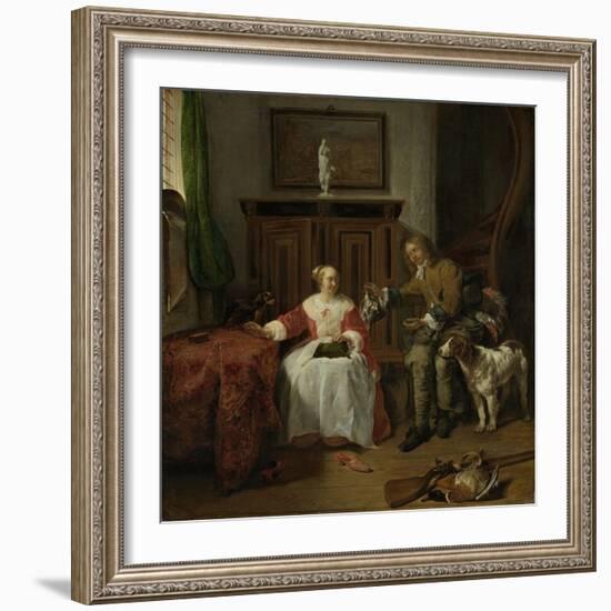 Hunters Present-Gabriel Metsu-Framed Art Print