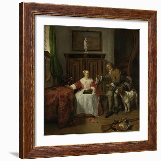 Hunters Present-Gabriel Metsu-Framed Art Print