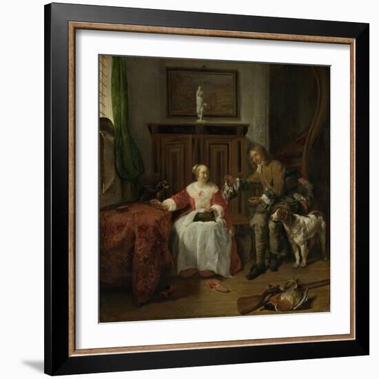 Hunters Present-Gabriel Metsu-Framed Art Print