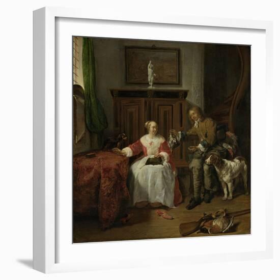 Hunters Present-Gabriel Metsu-Framed Art Print