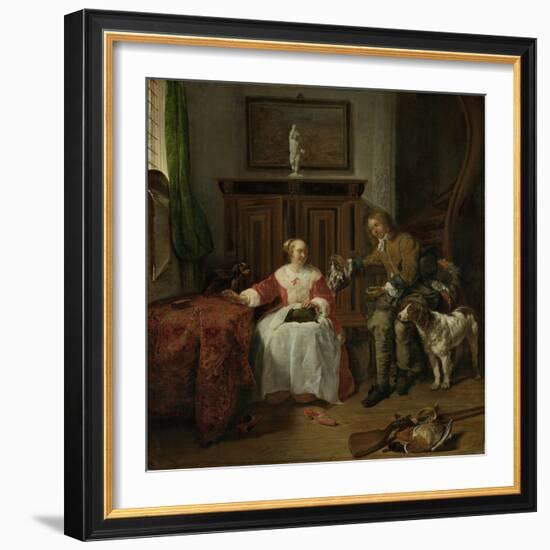 Hunters Present-Gabriel Metsu-Framed Art Print