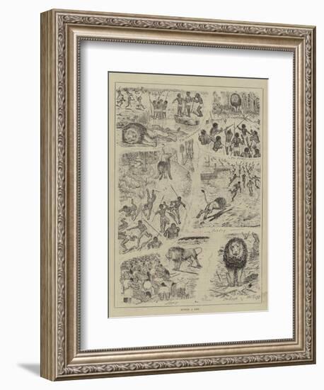 Hunting a Lion!-null-Framed Giclee Print