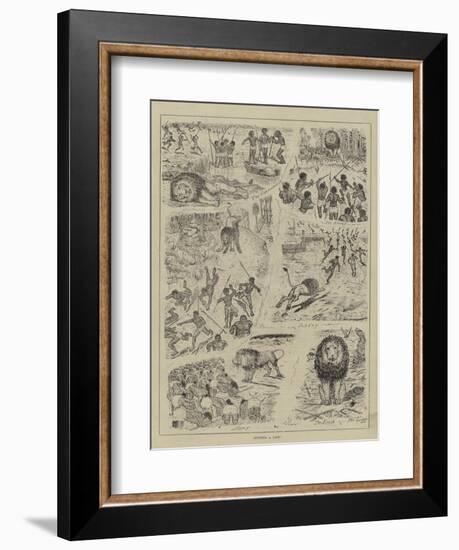Hunting a Lion!-null-Framed Giclee Print