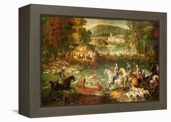 Hunting at the Saint-Jean Pond in the Forest of Compiegne, Before 1734-Jean-Baptiste Oudry-Framed Premier Image Canvas