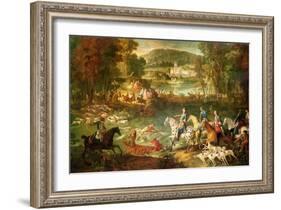 Hunting at the Saint-Jean Pond in the Forest of Compiegne, Before 1734-Jean-Baptiste Oudry-Framed Giclee Print