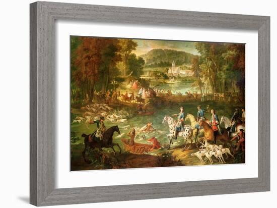 Hunting at the Saint-Jean Pond in the Forest of Compiegne, Before 1734-Jean-Baptiste Oudry-Framed Giclee Print