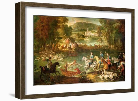 Hunting at the Saint-Jean Pond in the Forest of Compiegne, Before 1734-Jean-Baptiste Oudry-Framed Giclee Print