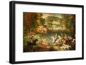 Hunting at the Saint-Jean Pond in the Forest of Compiegne, Before 1734-Jean-Baptiste Oudry-Framed Giclee Print