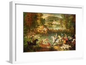 Hunting at the Saint-Jean Pond in the Forest of Compiegne, Before 1734-Jean-Baptiste Oudry-Framed Giclee Print