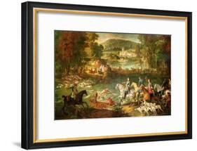 Hunting at the Saint-Jean Pond in the Forest of Compiegne, Before 1734-Jean-Baptiste Oudry-Framed Giclee Print
